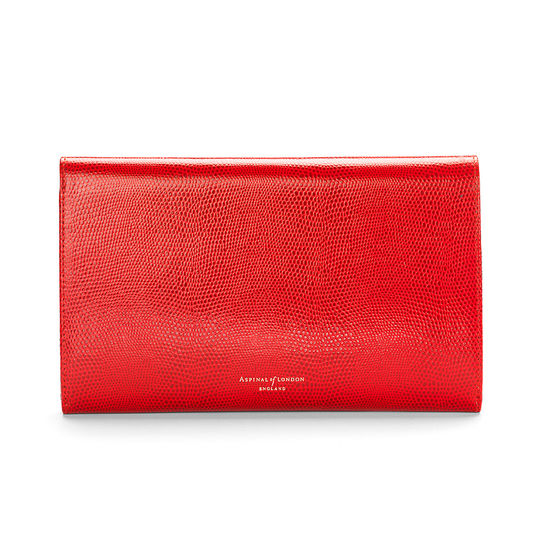Classic Travel Wallet in Berry Lizard & Cream Suede from Aspinal of London