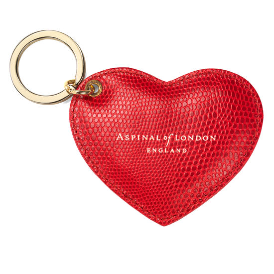 Heart Key Ring in Berry Lizard from Aspinal of London