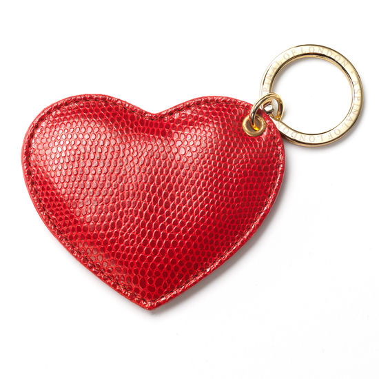 Heart Key Ring in Berry Lizard from Aspinal of London