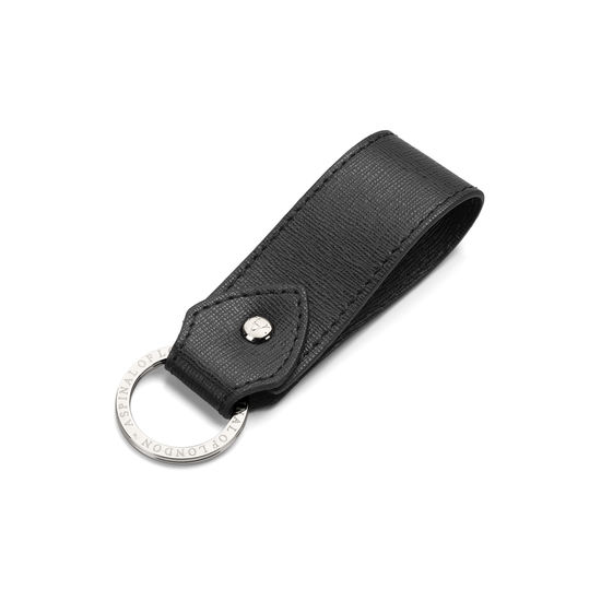 Leather Loop Keyring in Black Saffiano from Aspinal of London