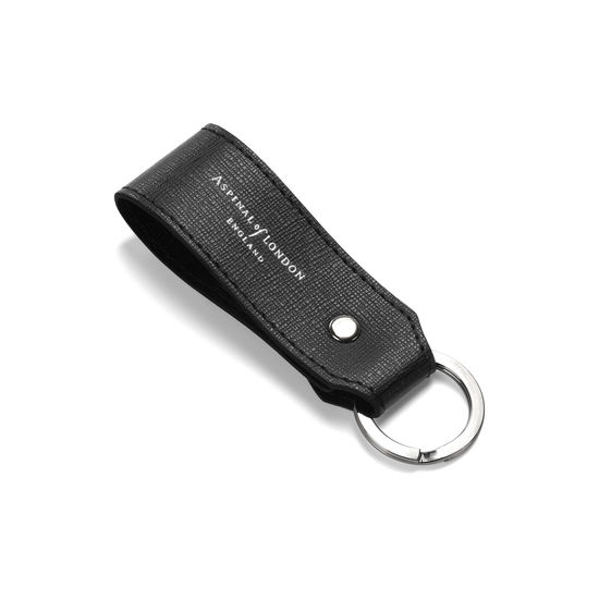 Leather Loop Keyring in Black Saffiano from Aspinal of London