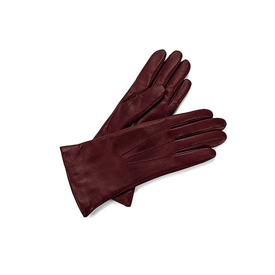 Ladies’ Cashmere Lined Leather Gloves in Burgundy Aspinal