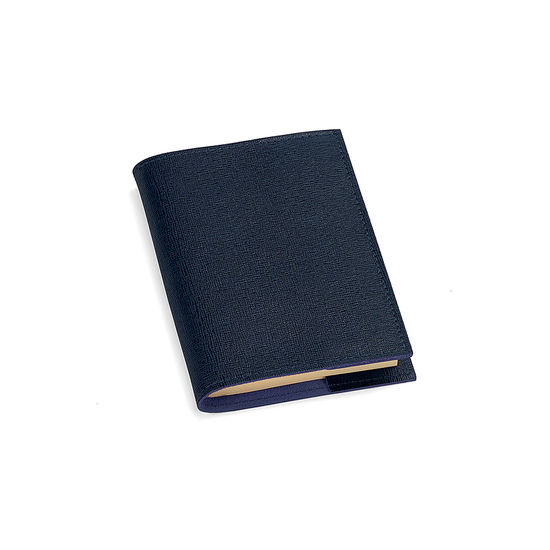 Refillable Pocket Notebook in Navy Saffiano from Aspinal of London