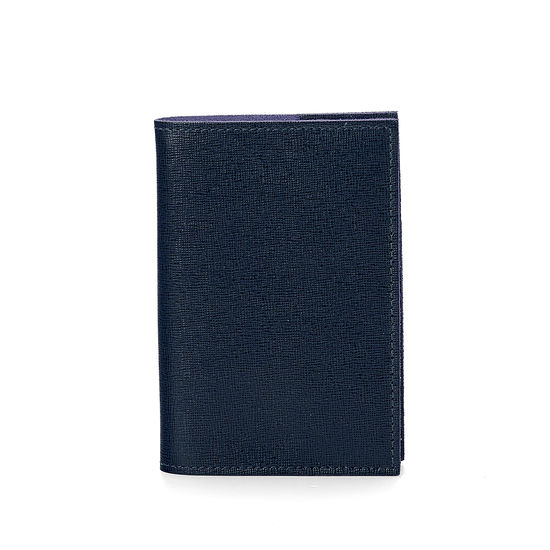 Refillable Pocket Notebook in Navy Saffiano from Aspinal of London