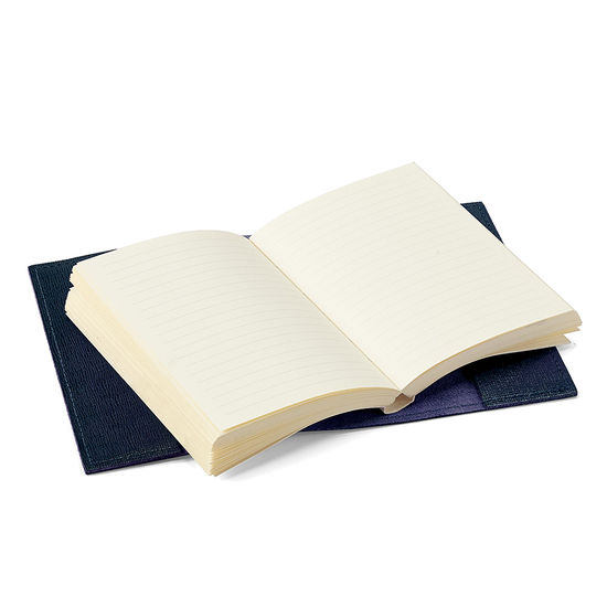 Refillable Pocket Notebook in Navy Saffiano from Aspinal of London