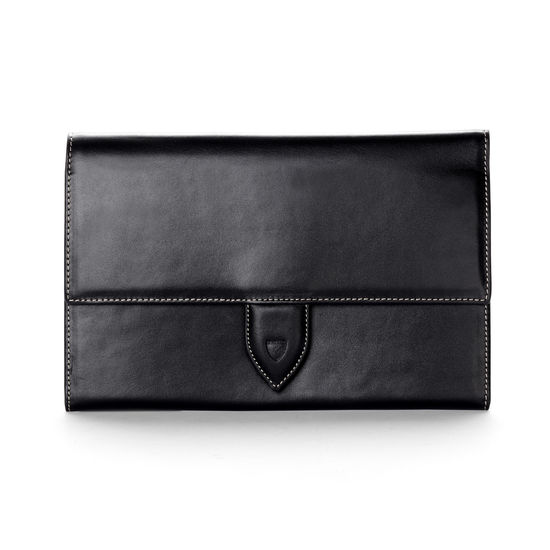 Deluxe Travel Collection in Smooth Black & Cobalt Blue Suede from Aspinal of London