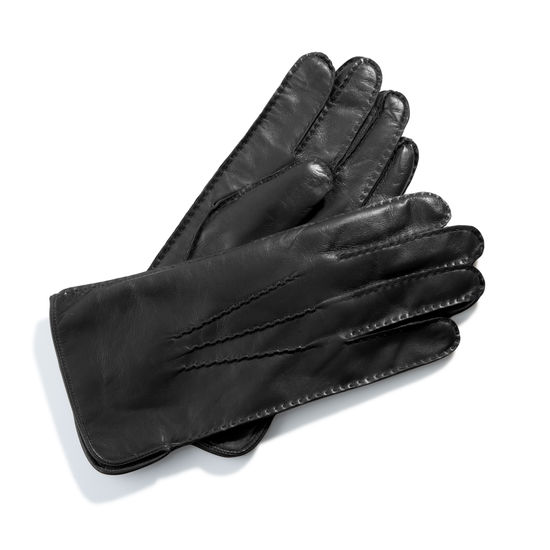 Men’s Cashmere Lined Leather Gloves in Black from Aspinal of London