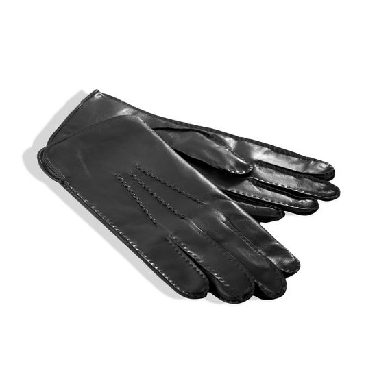 Men’s Cashmere Lined Leather Gloves in Black from Aspinal of London