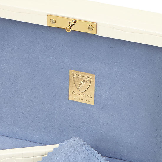 Bijou Jewellery Box in Deep Shine Ivory Small Croc from Aspinal of London