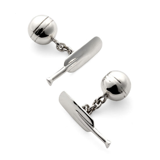 Sterling Silver Cricket Bat & Ball Cufflinks from Aspinal of London