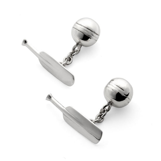 Sterling Silver Cricket Bat & Ball Cufflinks from Aspinal of London