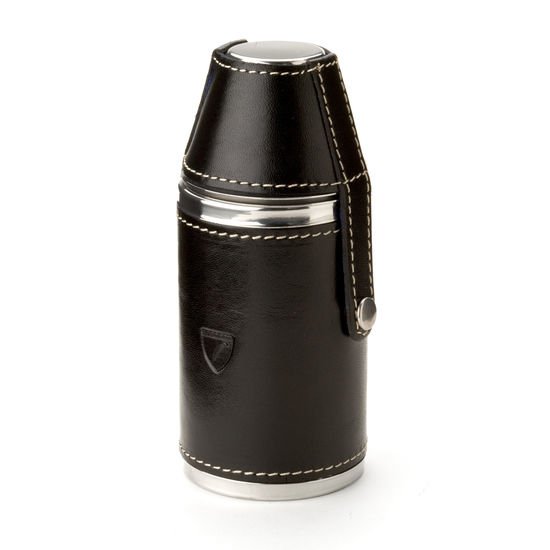 Hunter 6oz Leather Hip Flask in Smooth Black & Cobalt Suede from Aspinal of London