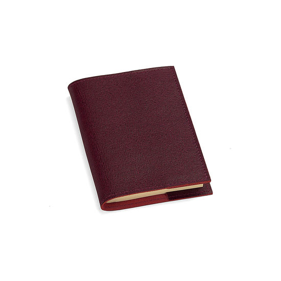 Refillable Pocket Notebook in Burgundy Saffiano from Aspinal of London