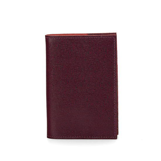 Refillable Pocket Notebook in Burgundy Saffiano from Aspinal of London