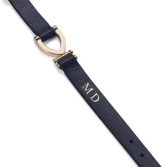 Stirrup Bracelet in Smooth Navy from Aspinal of London