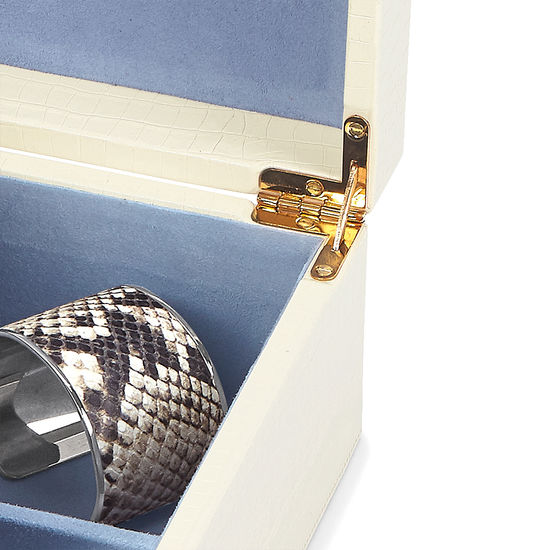 Grand Luxe Jewellery Box in Deep Shine Ivory Croc from Aspinal of London