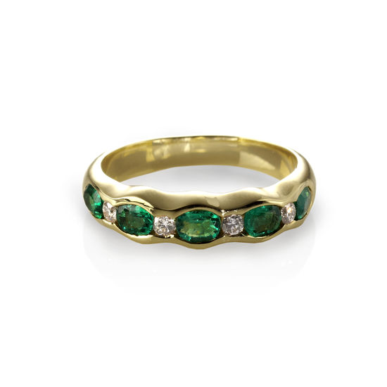 Phoebe Wave Emerald & Diamond Ring | Aspinal of London