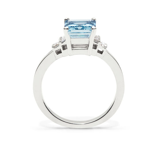 Iris 18ct White Gold Aquamarine & Diamond Ring from Aspinal of London