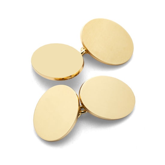 Sterling Silver & Gold Plated Plain Oval Cufflinks from Aspinal of London