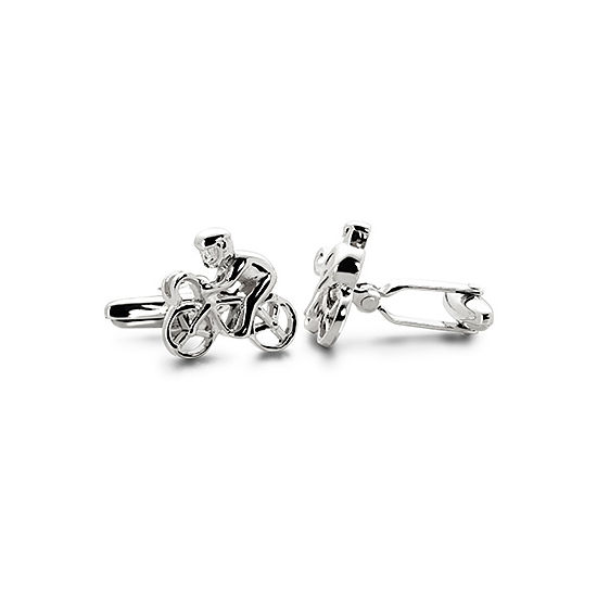 Sterling Silver Cyclist Cufflinks from Aspinal of London