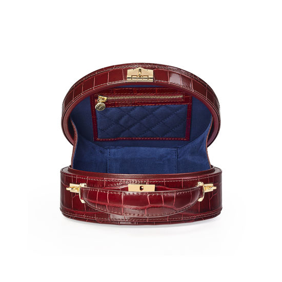 Hat Box in Deep Shine Bordeaux Croc from Aspinal of London