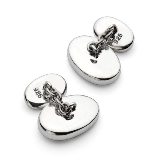 Oval Sterling Silver & Mother of Pearl Cufflinks from Aspinal of London