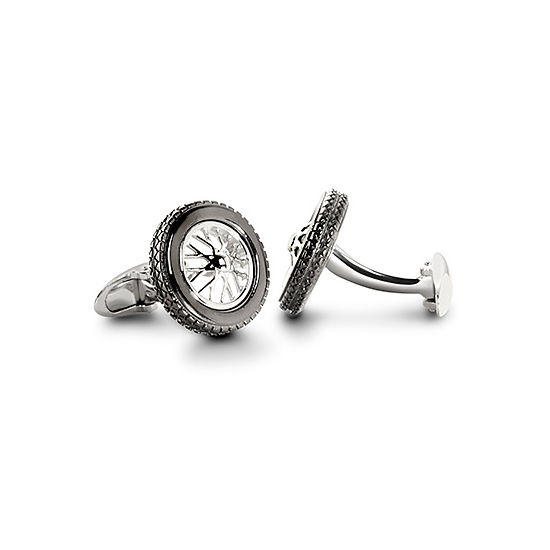 Sterling Silver Classic Spoked Wheel Cufflinks from Aspinal of London