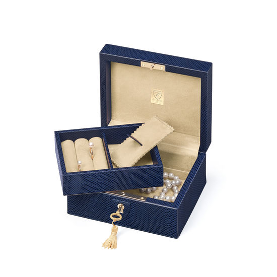 Bijou Jewellery Box in Blue Lizard Aspinal of London