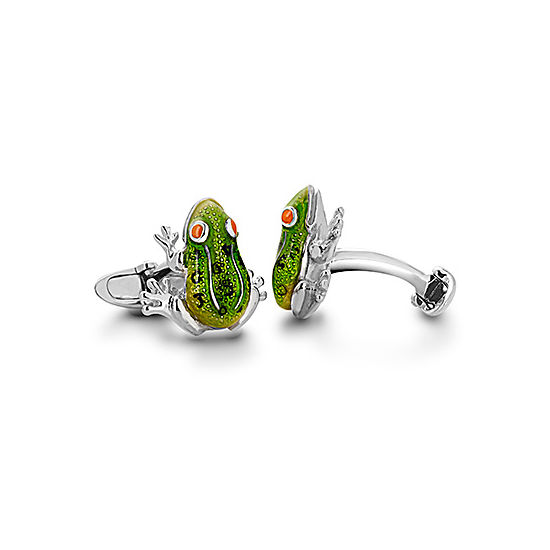 Sterling Silver & Enamel Frog Cufflinks from Aspinal of London