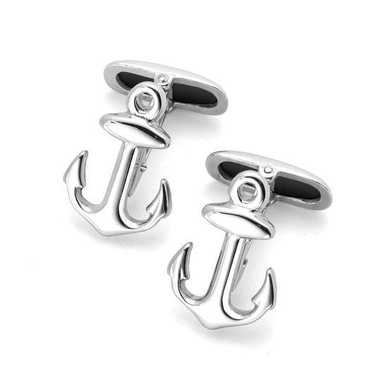 Sterling Silver Anchor Cufflinks from Aspinal of London