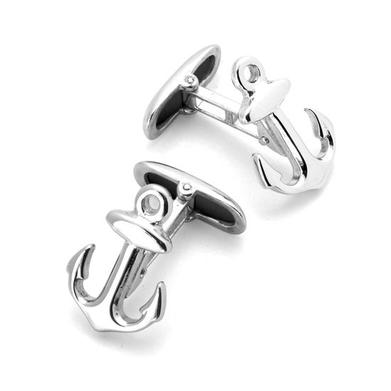 Sterling Silver Anchor Cufflinks from Aspinal of London