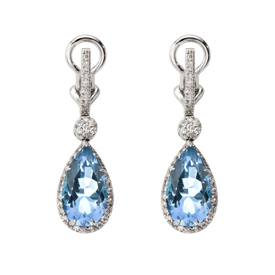 Hollywood Teardrop Blue Topaz & Diamond Earrings from Aspinal of London