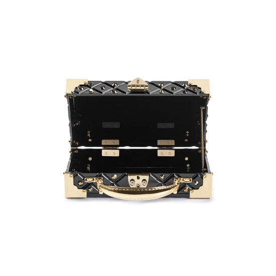 Trinket Box in Diamond Cut Black Acrylic with Jet Crystals from Aspinal of London