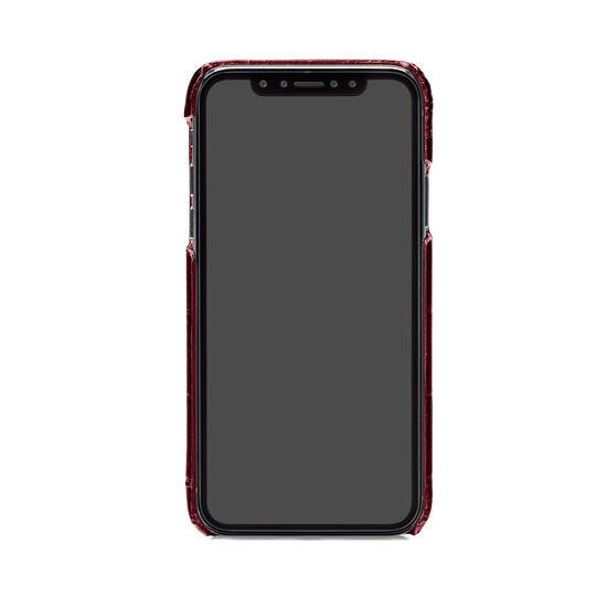 iPhone X Leather Cover in Deep Shine Bordeaux Croc from Aspinal of London
