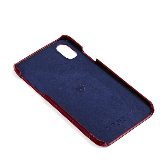 iPhone X Leather Cover in Deep Shine Bordeaux Croc from Aspinal of London