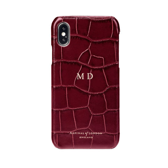 iPhone X Leather Cover in Deep Shine Bordeaux Croc from Aspinal of London