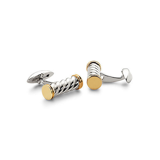 Sterling Silver & Gold Plated Twist Barrel Cufflinks from Aspinal of London