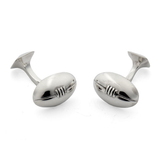 Sterling Silver Rugby Ball Cufflinks from Aspinal of London