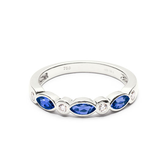 Selene 18ct White Gold Marquise Sapphire & Diamond Ring from Aspinal of London