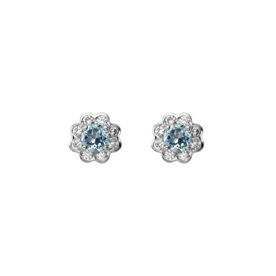 Debutante Aquamarine & Diamond Stud Earrings from Aspinal of London
