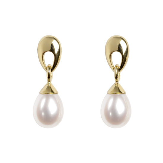 Hampton Teardrop Pearl Earrings in 18ct Yellow Gold from Aspinal of London