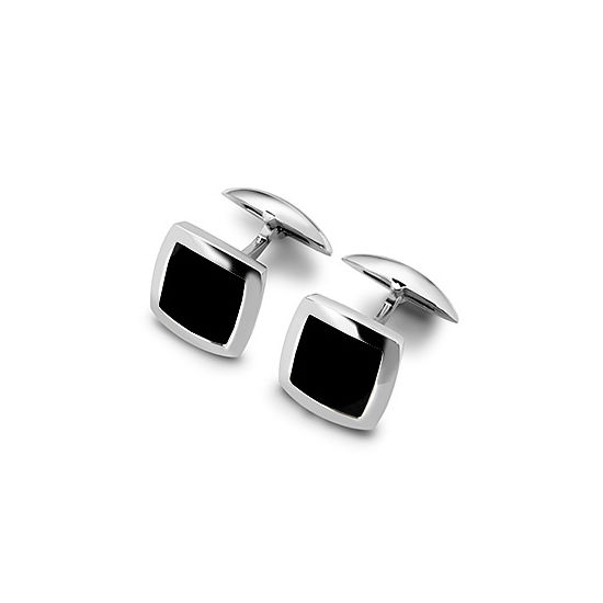 Sterling Silver & Onyx Square Cufflinks from Aspinal of London