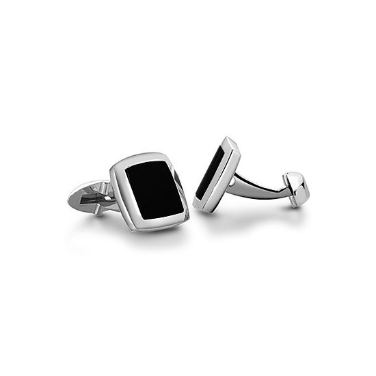 Sterling Silver & Onyx Square Cufflinks from Aspinal of London