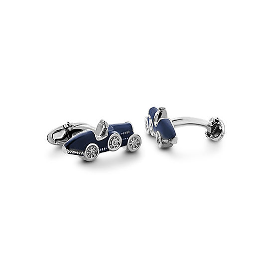 Sterling Silver & Enamel Classic Car Cufflinks in Blue from Aspinal of London