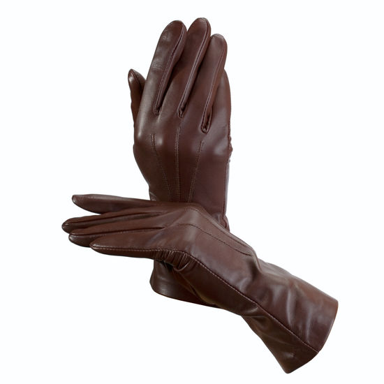 Ladies’ Cashmere Lined Leather Gloves in Brown Aspinal