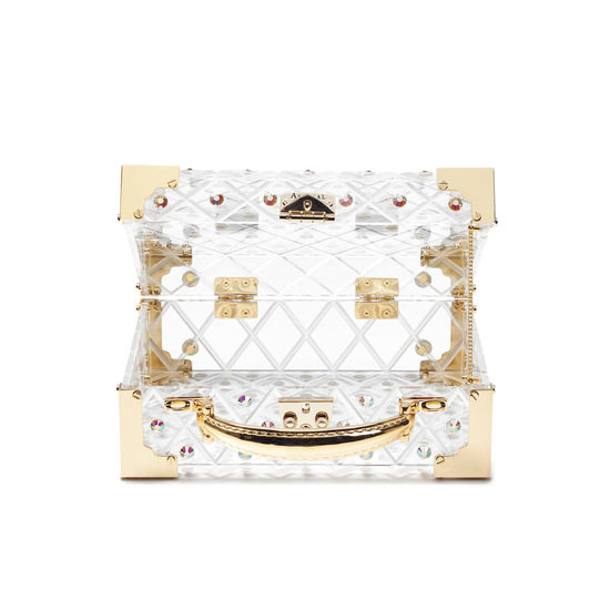 The Trunk in Diamond Cut Transparent Acrylic with Gold Crystals from Aspinal of London
