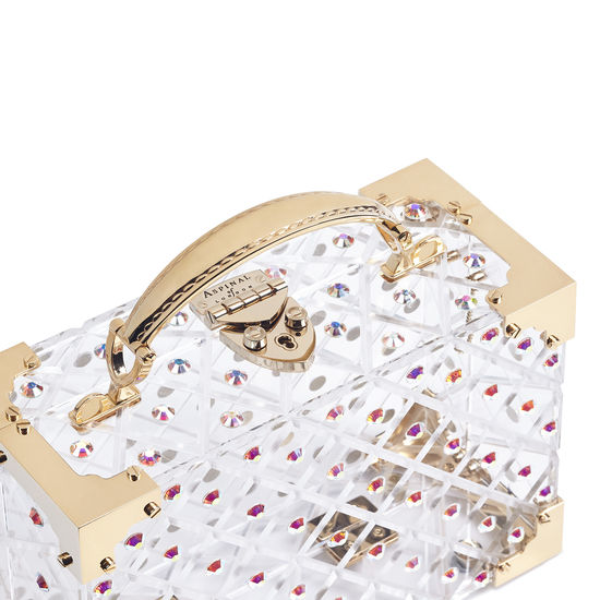 The Trunk in Diamond Cut Transparent Acrylic with Gold Crystals from Aspinal of London
