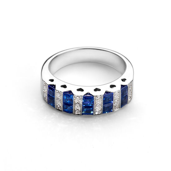 Aspinal Heart Sapphire & Diamond Ring from Aspinal of London