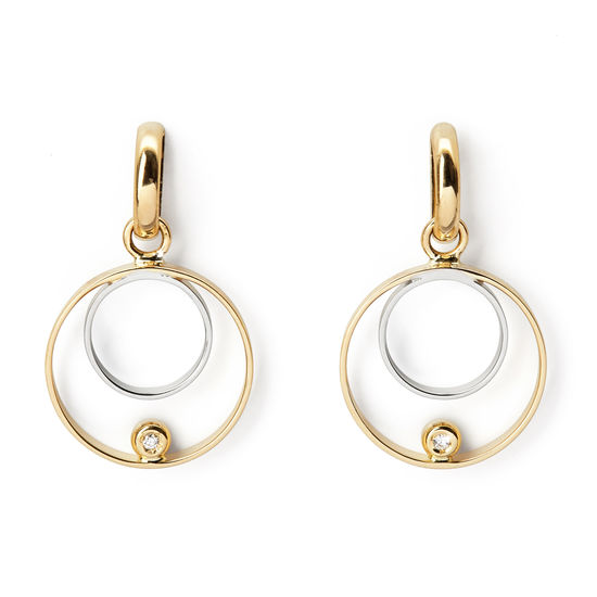 Ariana 18ct White & Yellow Gold Double Ring Diamond Earrings from Aspinal of London