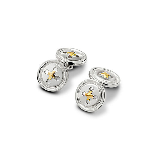 Sterling Silver & Gold Plated Double Buttons Cufflinks from Aspinal of London